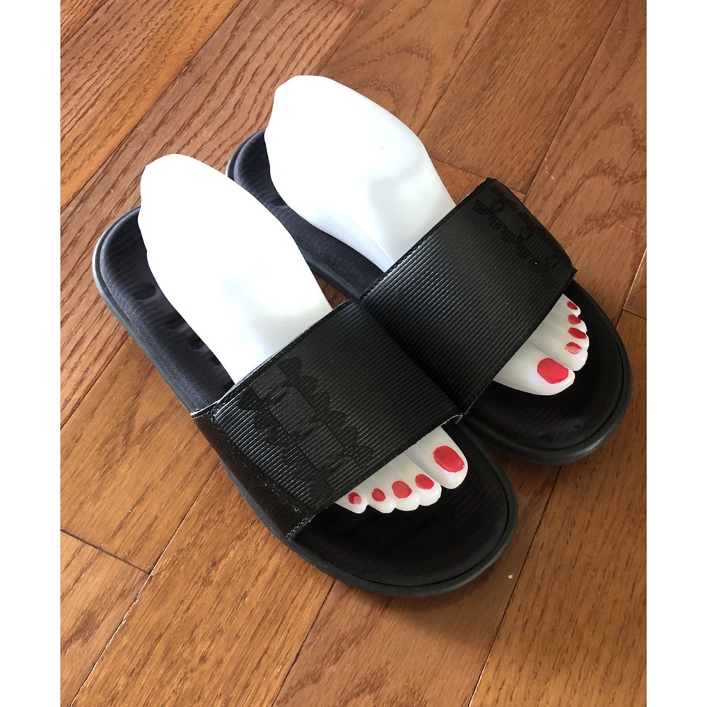 Under Armour Slides Sandals Sport Worn Once Black Adjustable Strap Women 9/10.5